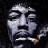 Animated contact sheet of a Jimi Hendrix icon with text variations and facial expression changes across 7 frames on black background.