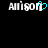 Pixelated text 'Amison' with a cyan heart symbol replacing the letter 'o', displayed on black background.