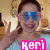 A person wearing blue-tinted sunglasses and a light blue top makes a peace sign with their right hand, displayed in four variations of text color.