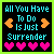 Pixel art buddy icon with cyan text on black background, orange arrow symbols, and pink hearts at the bottom.