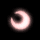 Four pixelated crescent shapes rotate clockwise against a black background, each with soft pink and white gradients.