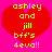 Red heart shape with yellow text on bright pink background; identical static frames show 'ashley and jill bff's 4eva!!' in pixelated font.