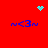 Red background with four blue 'n<3n' text icons arranged in a , two cyan pixelated symbols at top corners, and one central cyan dot cluster