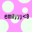 Pixelated pink background with light green circles and black text reading 'emilyyy<9' repeated twice.