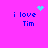 Pixelated icon with bright pink background displaying 'i love Tim' text and animated cyan symbols above each instance.