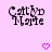 Pixelated text 'Cathy Marie' in black with pink hearts on a pink background, animated with heart pulses.