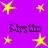 Purple background with yellow stars and repeated dark text reading 'Kirstin' in four