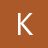 A white pixelated letter K on a solid brown background with no additional elements or text.