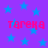 Purple background with scattered blue stars and four instances of red Cyrillic text reading 'тагека' in pixelated font.