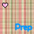 Static pixel art icon featuring a pink heart symbol and blue text on a plaid background.