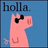 Pixelated pink pig wearing black sunglasses against a blue background with text reading 'holla.' and 'Greetings from Mexico!' in pixelated fonts.