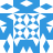 Blue and white pixelated pattern with symmetrical geometric shapes including central cross, four cornered diamonds, and side triangles.