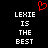 Red pixelated heart symbol above white text reading LEXIE IS THE BEST on black background.