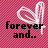 A pink pixelated background with three white heart-shaped doodles and black text reading 'forever and..', 'for always...', and 'Chris<3' in different positions.