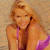 A pixelated image of a person with long blonde hair wearing a purple top, positioned next to green text reading 'Original Icons .com' on a dark background.