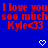 Blue background with red text repeating "I love you I love you I love you sooo much sooo much sooo much Kyle<33" and white pixel hearts.