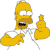 Pixelated yellow cartoon character with wide eyes, open mouth showing red tongue and black teeth, holding a yellow object in each hand against white background.