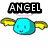 Four pixelated icons arranged in a : angel with blue body and yellow wings, sun with smiley face, devil with red body and horns, and crescent moon with stars