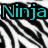 Black and white zebra stripes background with cyan text reading "Ninja Volleyball #33" in four quadrants.