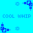 Pixelated blue and cyan icon with repeating 'COOL WHIP' text and animated blue square patterns on a cyan background.