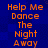 Blue background with orange pixelated text repeating 'Help Me Dance The Night Away' in two vertical
