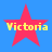 Four red star-shaped icons with yellow text reading "Victoria" on a blue background, arranged in a