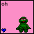 A 3x3 contact sheet of seven animated frames showing a green Cookie Monster character on pink backgrounds with changing text and heart symbols, each frame displaying different text variations and heart colors.