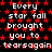 Pixelated text repeats 'Every star fall brought you to tearsagain' over a black background with red stars, forming a dense wordwall.