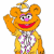 A pixelated cartoon character with orange fur and a yellow outfit appears on the left side of a contact sheet, while green text reading "Original Icons .com" is displayed on a dark green background to the right.