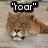 A four- of a lion's face with overlaid text, each showing different text and color treatments