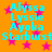 Bright orange background with pink stars and cyan text listing names Alyssa, Lyssie, Ayoka, Starburst in two