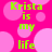 Green text reading "Krista is my life" on a pink background with light pink circles, displayed in four identical quadrants.