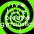 Four identical green and black spiral patterns arranged in a , each containing white text reading 'live love breathe gymnastics' in a stacked layout