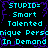 Pixelated cyan text on black background with purple lightning-like patterns, repeating 'STUPID= Smart Talented Unique Person In Demand' in two