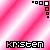 Pixelated pink and white striped background with 'kristen' text at bottom, corner squares change between frames.