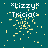 A teal background with yellow pixelated particles scattered across it, displaying the text "*Lizzy* Tricia:" in white blocky font.