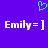 A static image with a solid purple background featuring a cyan pixelated heart symbol above two identical white text phrases.