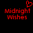 Red pixelated text 'Midnight Wishes' with a heart symbol above the left text block on a black background.