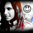Pixelated image of a person with long brown hair and a red streak, next to a pixelated smiley face and text reading 'this is my angry face >:]'.