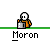 Pixelated character with white head and orange jacket holding gray box, displaying multiple facial expressions and blue particle effects under gray background.