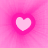 Pixelated heart icon with pink outline and light pink fill on gradient background, showing subtle animation changes across frames.