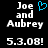Pixelated text displays 'Joe and Aubrey 5.3.08!' with a blue heart symbol on the left side of the frame.