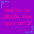 Purple background with repeating pink text "Alexia is SEXIA thn you ar<3" and cyan star-shaped corner decorations.