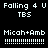 Pixelated text and symbols on a dark background with blue gradient effects, showing two distinct states of animation.