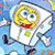 Pixelated cartoon character in white spacesuit with yellow helmet running against blue background, next to green text reading "Original Icons .com" on dark green panel.
