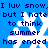 Blue background with white snowflakes and dark blue text repeating 'I luv snow, I luv snow, but I hate to think summer has ended' in pixelated font.
