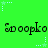 Green background with repeated 'Spoopko' text in black pixelated font, light blue star shapes with dotted lines scattered across the image.
