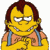 Pixelated cartoon character with yellow skin, brown hair, and blue suspenders wearing a pink shirt under a yellow jacket.