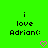Green background with pixelated text reading 'i love Adrian:' and two pink heart icons below the text.