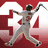 A pixelated image of a baseball player swinging a bat against a red background with large white numbers, accompanied by text elements.
